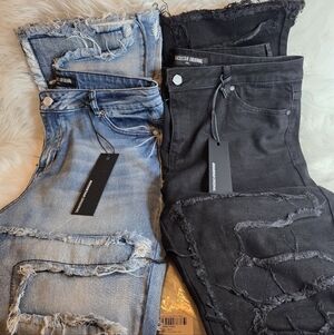 Rockstar Original Distressed Light Blue OR Black Denim Jeans NWT Retail $155 2XL